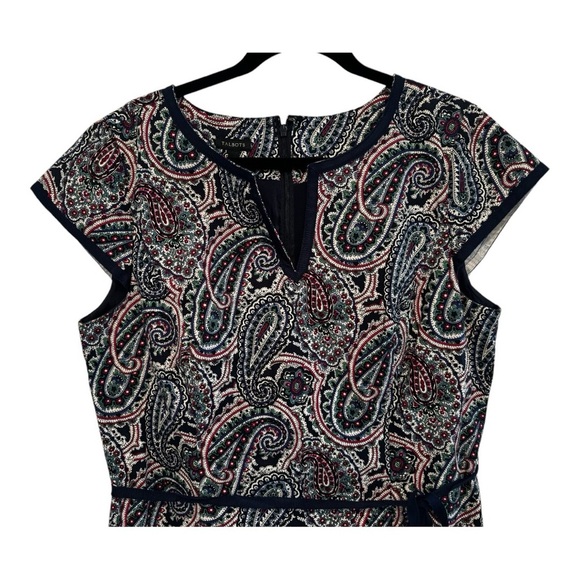 Talbots Paisley Belted Sheath Dress Size 14 – Classic, Flattering, New - Picture 2 of 6